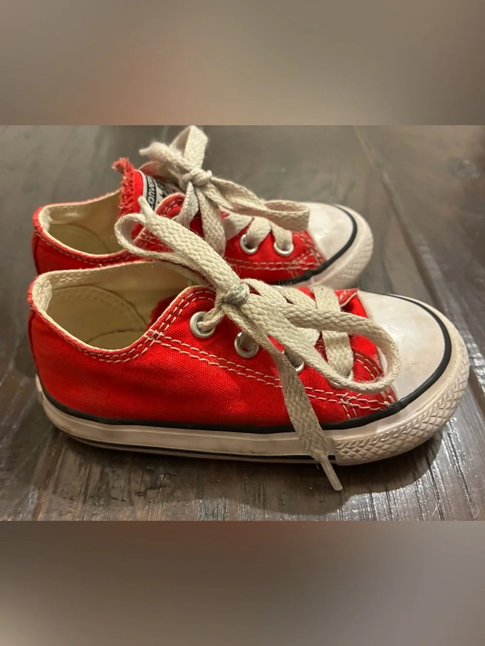 Converse Kids Red Canvas Low-Top Sneakers with White Laces